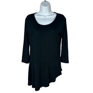 Karen Kane Black Asymmetrical Hem 3/4 Sleeve Tunic Top Size XS